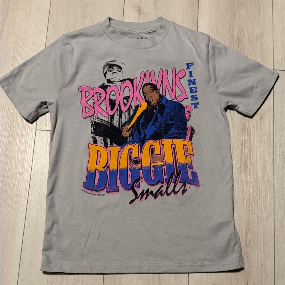 Abercrombie Kids Boys Light Gray Biggie Notorious Graphic Tee size 11/12
